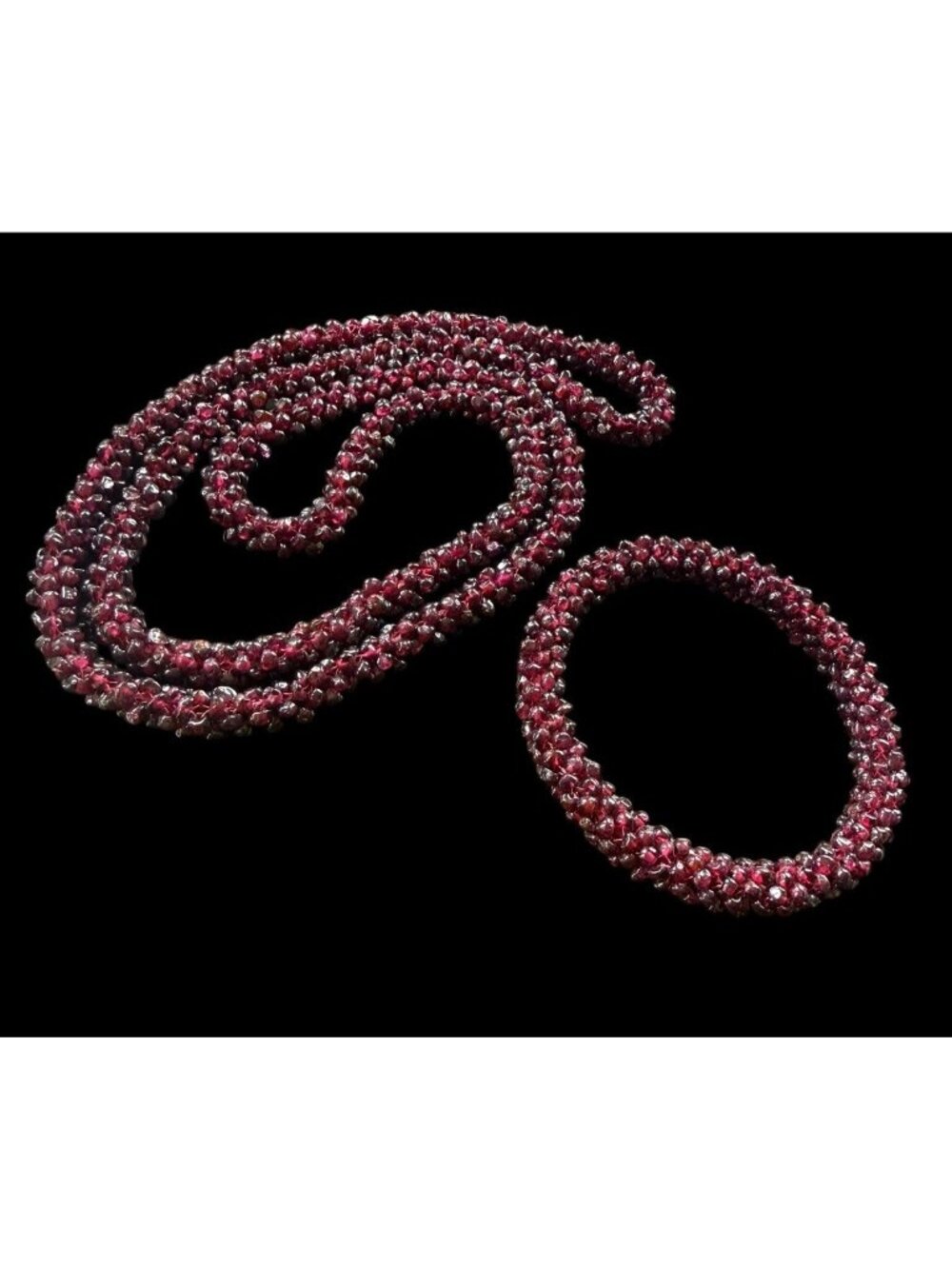 Art Deco Garnet Jewelry Set Bangle Bracelet Necklace